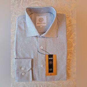 100% Cotton Black Striped Formal Button Down Shirt, 41 Snover, NWT